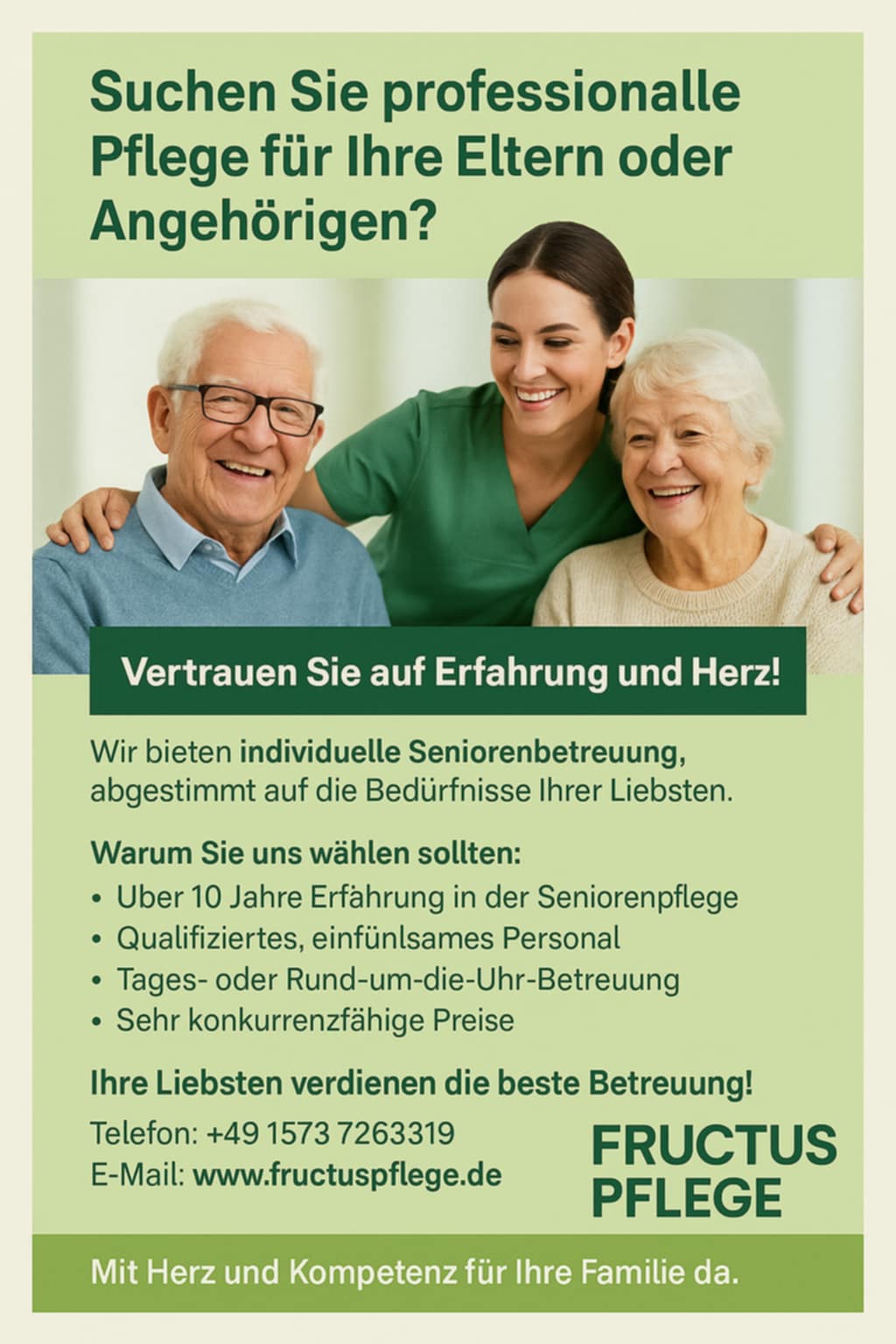 Fructuspflege Seniorenbetreuung Werbung
